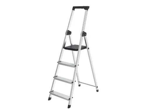Huishoudtrap BRASQ 4 treden aluminium SLA400 zilver
