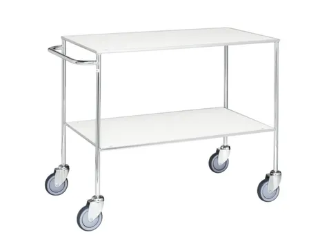 Tafelwagen,Draagverm. 150Kg,2Xstaalplaat,Staaletage,Zilverkleurig
