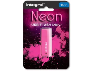 Neon USB 2.0 stick, 16 GB, roze - 1