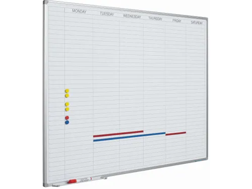 Planbord 90x120cm Softline profiel 8mm Werkdagen EN incl. dagenstrook