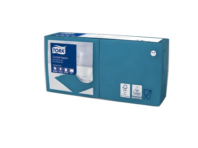 Tork 477839 Cocktailservet Advanced Blauwgroen 24x24cm