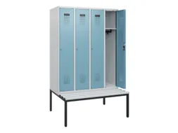 locker met bank,HxBxD 1950x1200x815mm,4vak,vak B 300mm,cilinderslot
