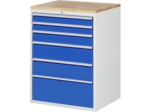 ladekast 1035x770x650mm 6laden cilinderslot RAL7035 RAL5010 beuken