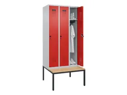 locker met bank,HxBxD 2120x900x815mm,3vak,vak B 300mm,draaigrendel