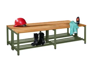 dubbele zitbank,LxD 1500x740mm,houten lijst beuken,onderstel RAL6011 - 2