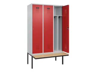 locker met bank,voor scheiding van kleding,HxBxD 2120x1200x815mm,3vak - 1