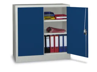 grootvolumekast met openslaande deuren,RAL7035,front RAL5010 - 2