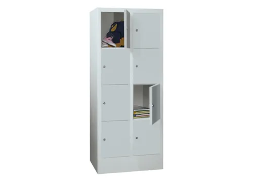 lockerkast,HxBxD 1518x600x500mm,2x4vakken,RAL7035,front RAL7035