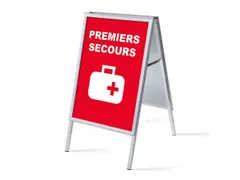 Stoepbord A1 complete set met print "PREMIERS SECOURS" rood/wit (EHBO)