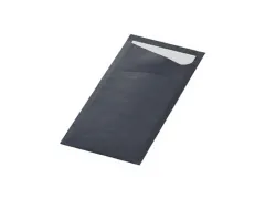Bestekzakje 85x19cm Black en Servet White doos 5x100st