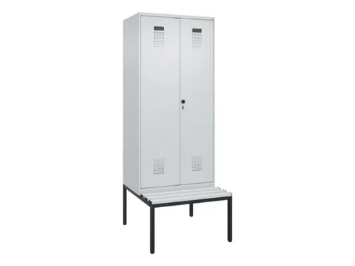 PBM-locker met bank,HxBxD 2120x800x815mm,2vak,vak B 400mm,draaigrendel