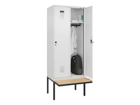 locker met bank,HxBxD 2120x800x815mm,2vak,vak B 400mm,draaigrendel