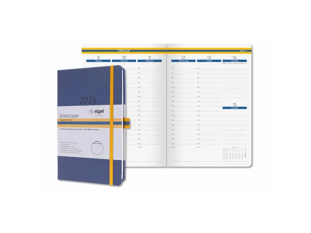Weekagenda Linecape A5 2026 blauw HC (DE) 2 pagina's = 1 week