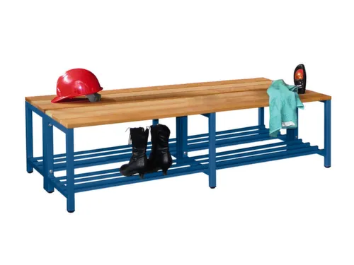 dubbele zitbank,LxD 1500x740mm,houten lijst beuken,onderstel RAL5010