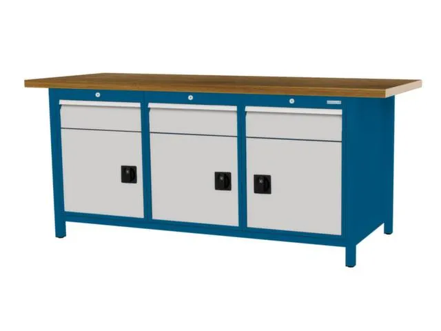 werkbank,HxBxD 860x2000x750mm,onderstel RAL5010,fronten RAL7035