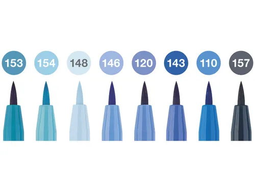 Tekenstift Faber-Castell Pitt Artist Pen Brush etui 8 stuks Blues