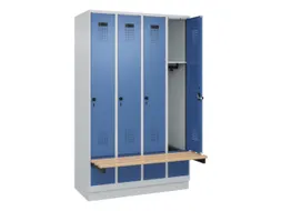 locker met bank,HxBxD 1950x1200x815mm,4vak,vak B 300mm,draaigrendel