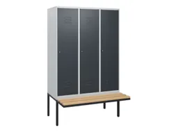 locker met bank,HxBxD 1950x1200x815mm,3vak,vak B 400mm,cil.-slot