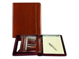 Schrijfmap Brepols Palermo luxe A4 met rits incl schrijfblok bruin