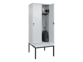 locker met bank,HxBxD 2120x800x815mm,2vak,vak B 400mm,draaigrendel - 3