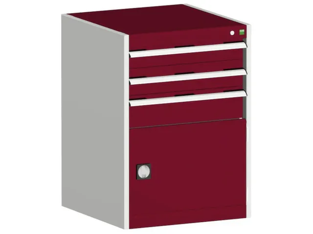 ladekast HxBxD 900x650x650mm 3laden RAL7035 front RAL3004