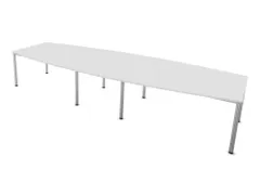 vergadertafel HxBxD 74x400x140cm vatvormig Bl-wit 4voeten alu