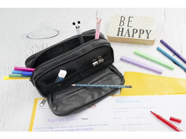 Trousse scolaire EFA Rectangulaire vide 3 compartiments Anthracite