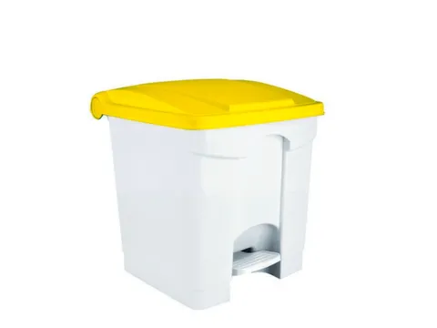 Contitop,afvalbak met pedaal 30L wit/geel