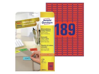 etiket Avery ILK 25,4x10mm 20 vel 189 etiketten per vel rood - 1