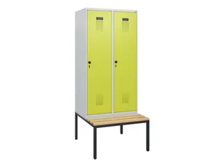 locker met bank,HxBxD 1950x800x815mm,2vak,vak B 400mm,draaigrendel - 2
