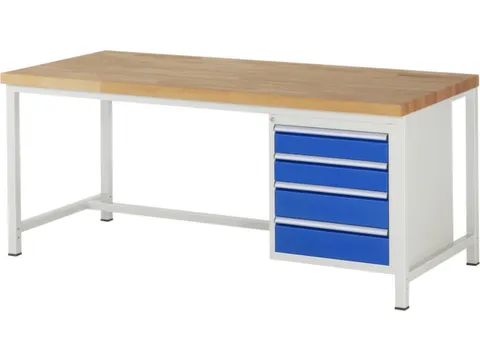 werkbank,HxBxD 840-1040x2000x900mm,beukblad,draagverm. 1250kg,4voeten