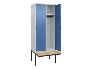 locker met bank,HxBxD 2120x800x815mm,2vak,vak B 400mm,draaigrendel - 2