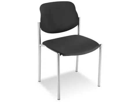 Bezoekersstoel,4Voeten Ronde Buis Aluminium-Zilver,Zitting Stof Zwart