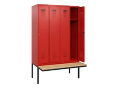 locker met bank,HxBxD 1950x1200x815mm,4vak,vak B 300mm,cilinderslot