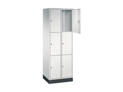 lockerkast,RAL 7035,HxBxD 1950x620x500mm,2x3vakken,cil.-slot,sokkel
