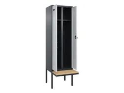 locker met bank,voor scheiding van kleding,HxBxD 2120x600x815mm,2vak