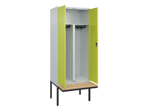 PBM-locker met bank,HxBxD 2120x800x815mm,2vak,vak B 400mm,cil.-slot