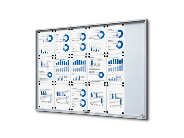 Vergrendelbaar notitiebord Indoor Slim 18xA4 met Schuifdeuren Zilver