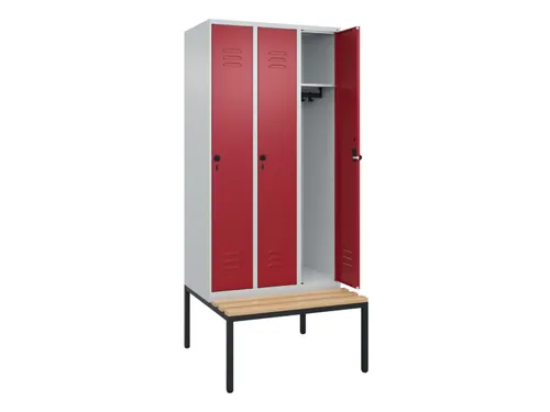 Dekenkist Classic+ 3 vakken 30cm 212x90x81.5cm Lichtgrijs/Robijnood
