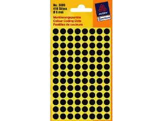 Etiket Avery Zweckform 3009 Rond Ø8mm Zwart 416 Stuks - 2