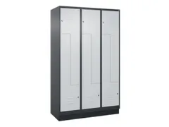 Z-garderobekast,HxBxD 1950x1200x500mm,vak B 200/400mm,cil.-slot,sokkel