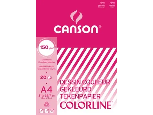 Canson Gekleurd Tekenpapier Colorline A4 Assorti 20 Blad