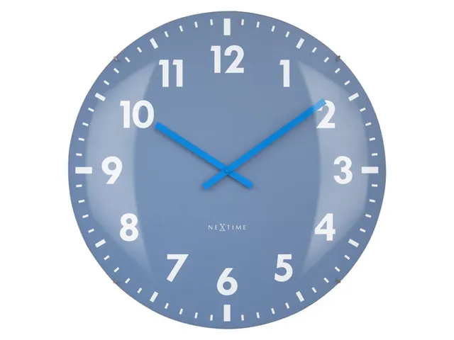 Wandklok Nextime dia 50cm bolvormig glas blauw kunststof Duomo