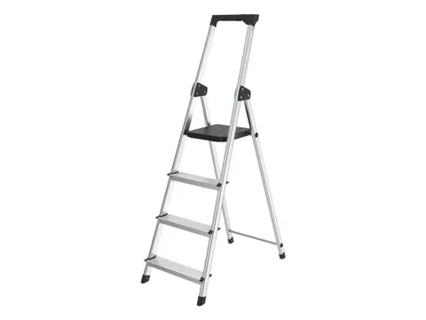 Huishoudtrap aluminium SL400 zilver 4 Treden