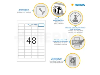 HERMA 4346 Verwijderbare etiketten A4 45,7x21,2mm Wit 1200 stuks - 3