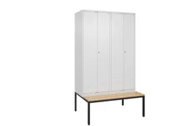 PBM-locker met bank,HxBxD 2120x1200x815mm,4vak,vak B 300mm,cil.-slot