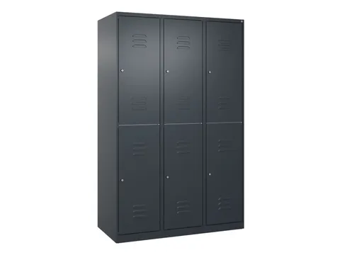 dubbeldekse locker,HxBxD 1850x1200x500mm,3x2vak.,vak B 400mm,cil.-slot