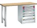 établi,HxlxP 840x2000x700mm,RAL7035,face avant RAL7035
