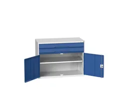ladekast HxBxD 800x1050x550mm 2laden 2deuren RAL7035 front RAL5010
