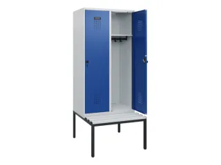 locker met bank,HxBxD 1950x800x815mm,2vak,vak B 400mm,draaigrendel - 1